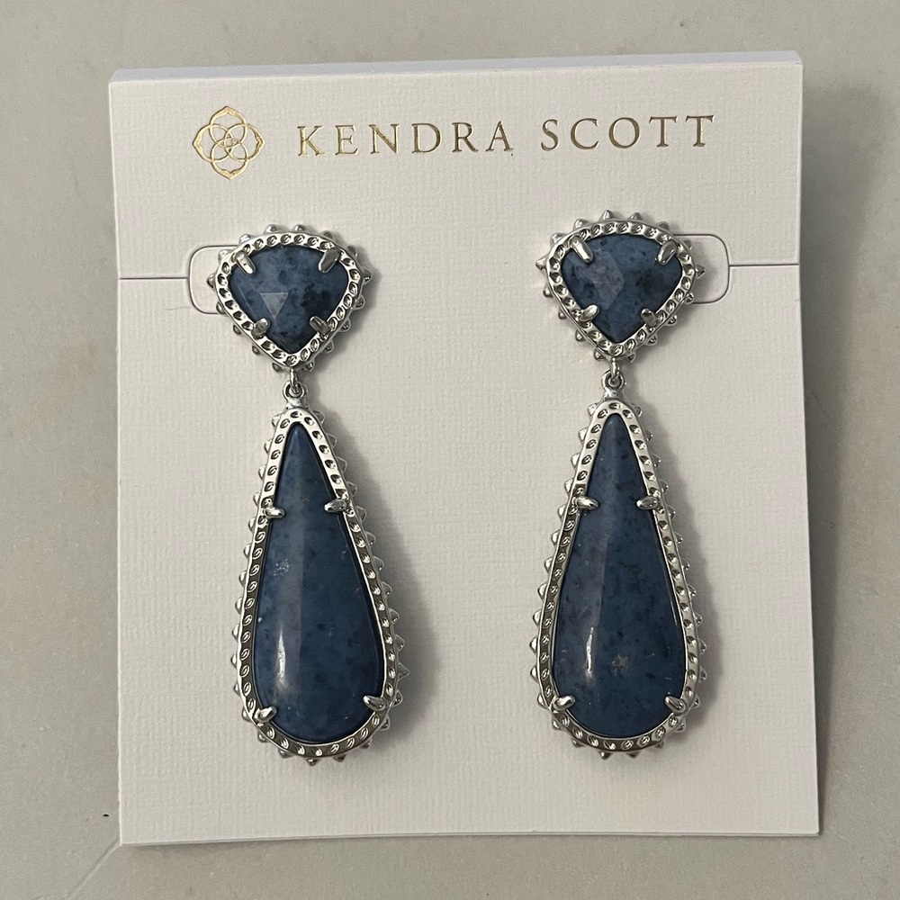 Kendra Scott Blue and Silver Teardrop Earrings
